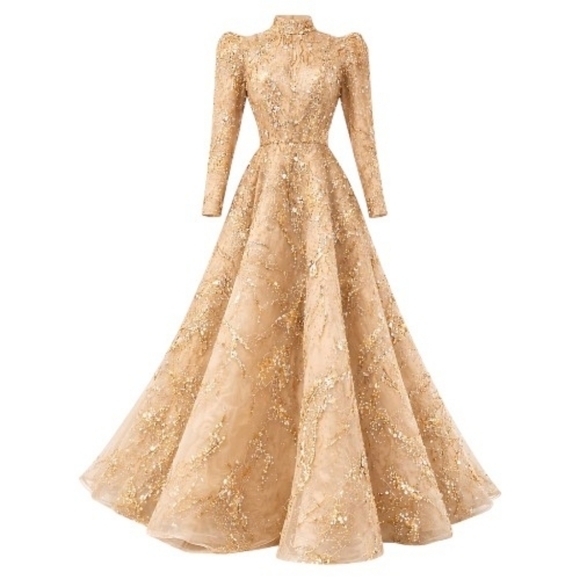 Tony Ward Dresses & Skirts - Tony Ward Couture Champagne Beaded Gown Formal Evening Dress Size L MSRP $10,000